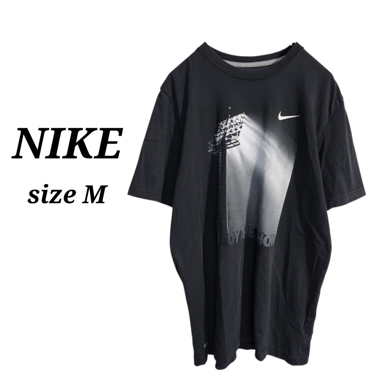 NIKE ナイキ ショートスリーブ プリントTシャツ 半袖 ENJOY THE SHOW 黒 DRI-FIT メンズ M オーバーサイズ ビッグシルエット 90s