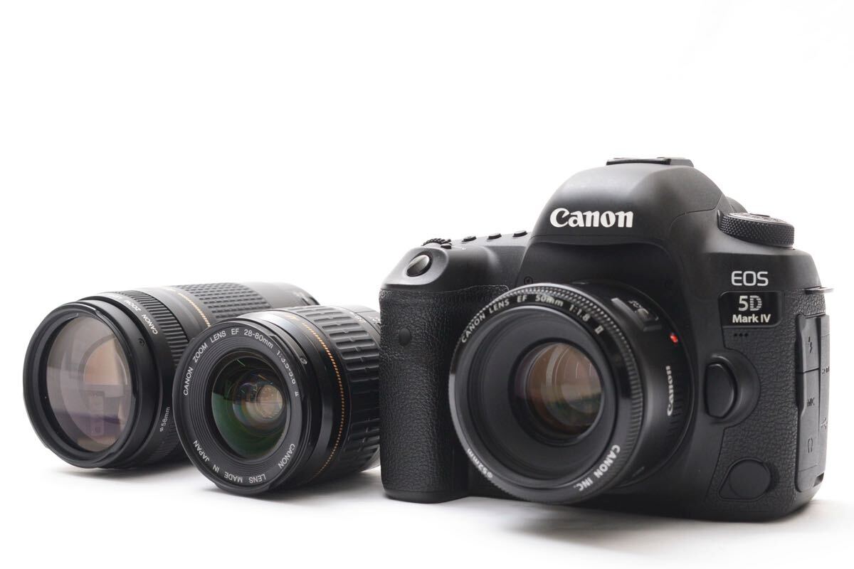 Canon EOS 5D Mark IV標準&望遠&単焦点トリプルレンズセットEF28-80㎜1:3.5-5.6II/EF 75-300mm F4-5.6II/ EF 50㎜1:1.8 II