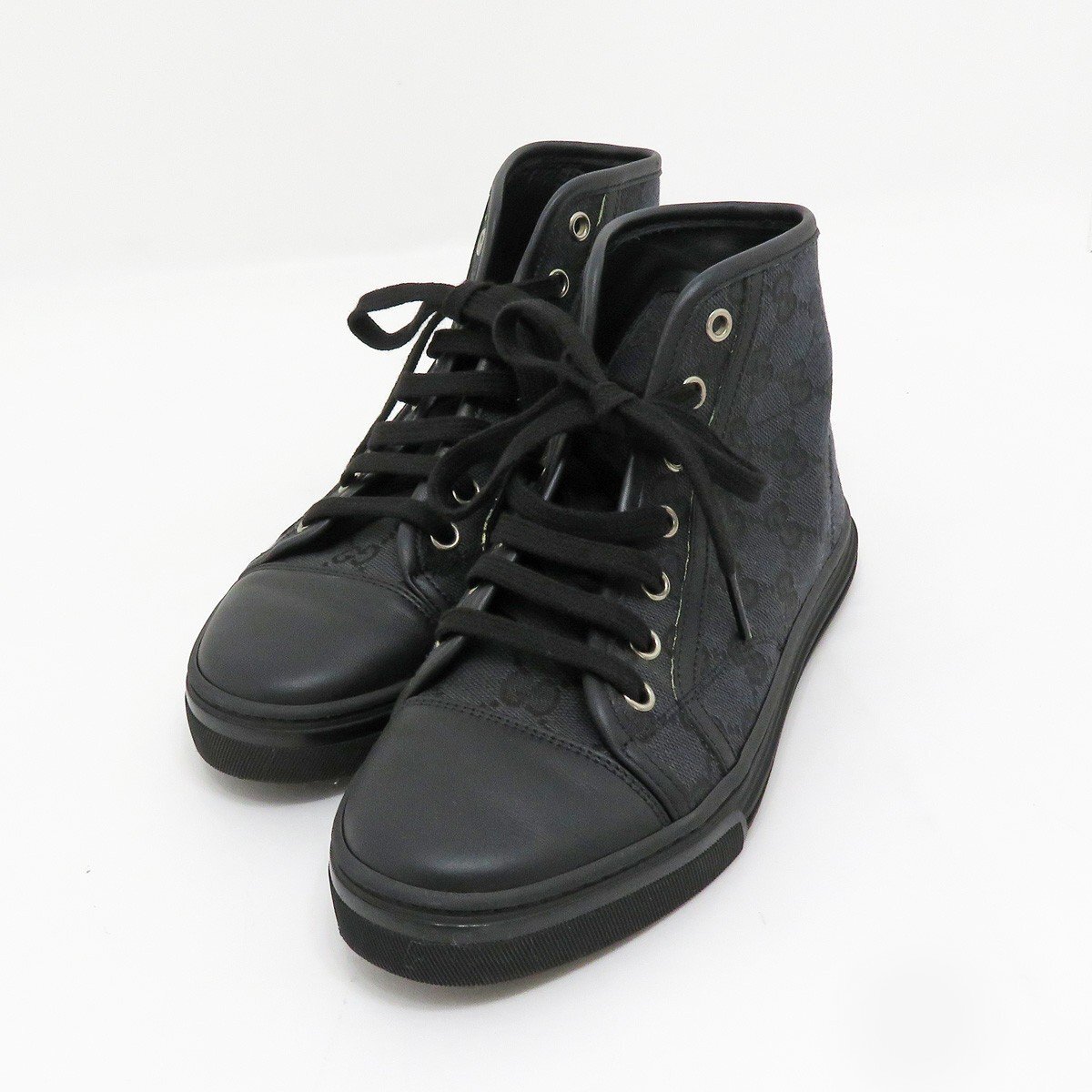 ◇美品【GUCCI グッチ】GGキャンバス ハイカットスニーカー 426186 ブラック 35
