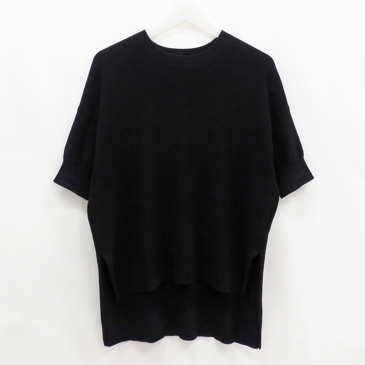 ◇【theory セオリー】コットン 半袖ニット ブラック S