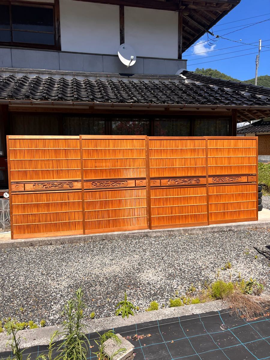 管A602 和製アンティーク 御簾戸4枚セット　簾戸　　　簀戸　葭戸　夏障子　すど