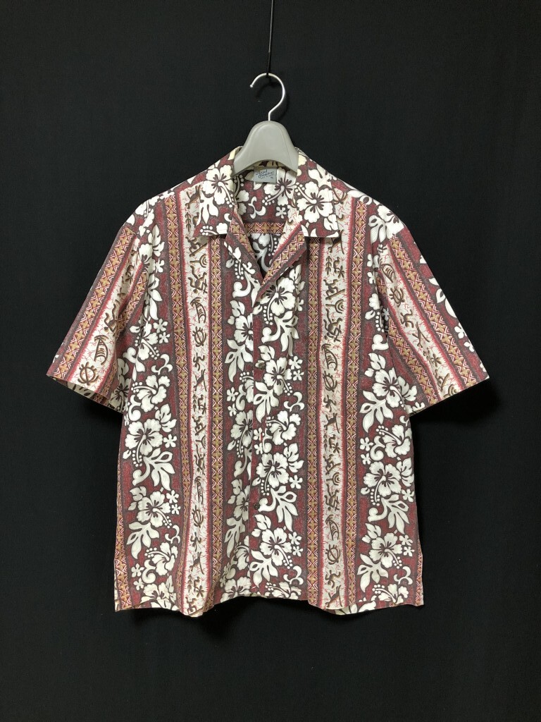 ハワイ製◆Royal Creations アロハシャツ XL　USA製　ボーダーパターン