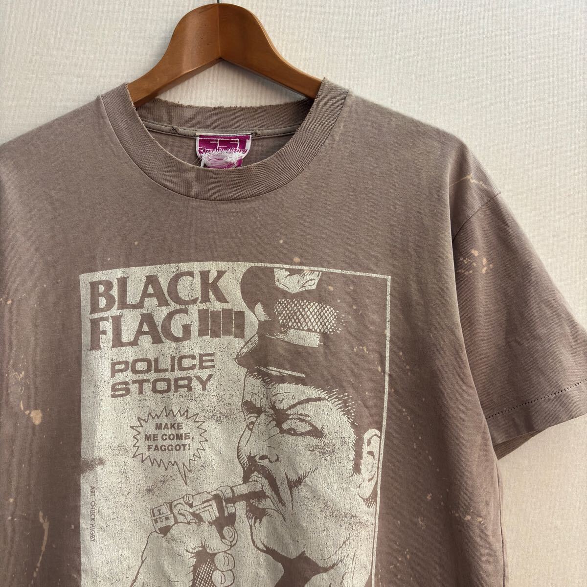 ヴィンテージ 90s【BLACK FLAG】ブラックフラッグ Tシャツ 古着 SST POLICE STORY ボロ ロックT レイモンドペティボン ハードコア パンク