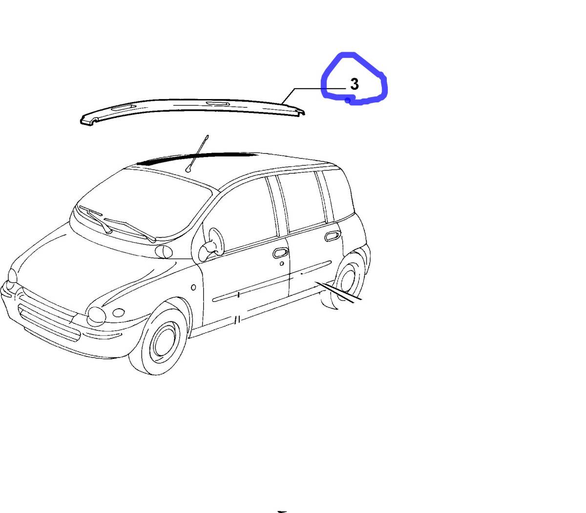 フィアット ムルティプラ ルーフレール・モール　左 FIAT MULTIPLA Plastic roof rails　735253885 純正品・新品・送料無料