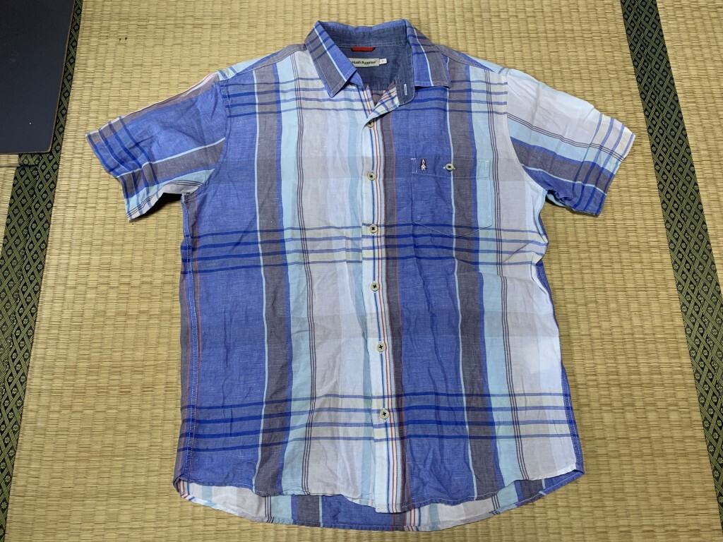 Hush Puppies/ハッシュパピー 半袖ボタンシャツ サイズM　麻４０％