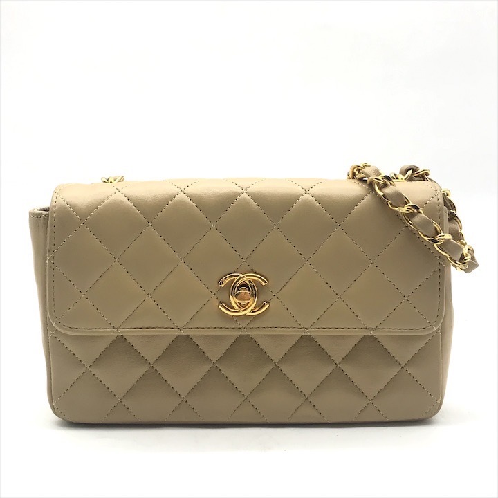 良品 CHANEL シャネル ココマーク ミニ マトラッセ ターンロック ショルダー バッグ ベージュ ｍ11036