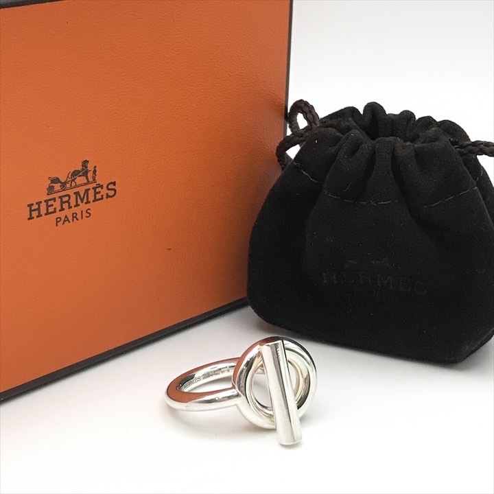 美品 HERMES エルメス エシャンペ リング 11号 指輪 リング AG925 アクセサリー シルバー SILVER メンズ レディース 箱付き k5735