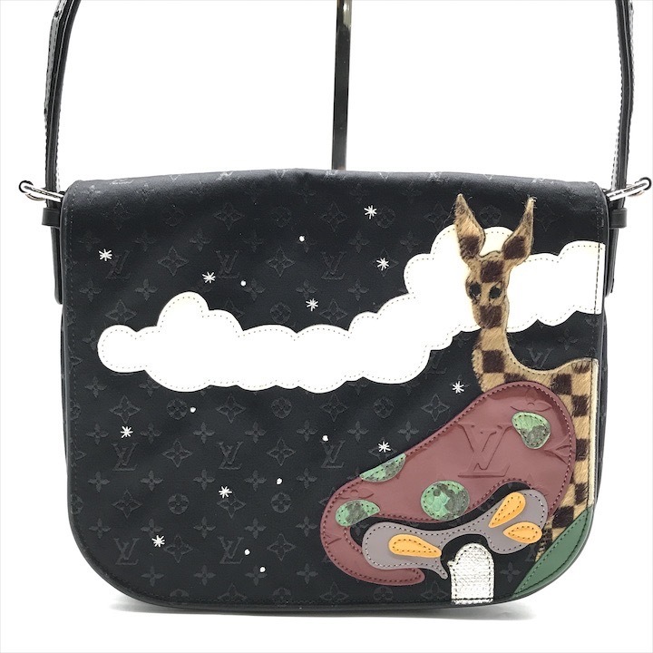 美品 LOUIS VUITTON ヴィトン モノグラム コントドゥフェ サテン ショルダー バッグ ブラック カバン 鞄 k5838
