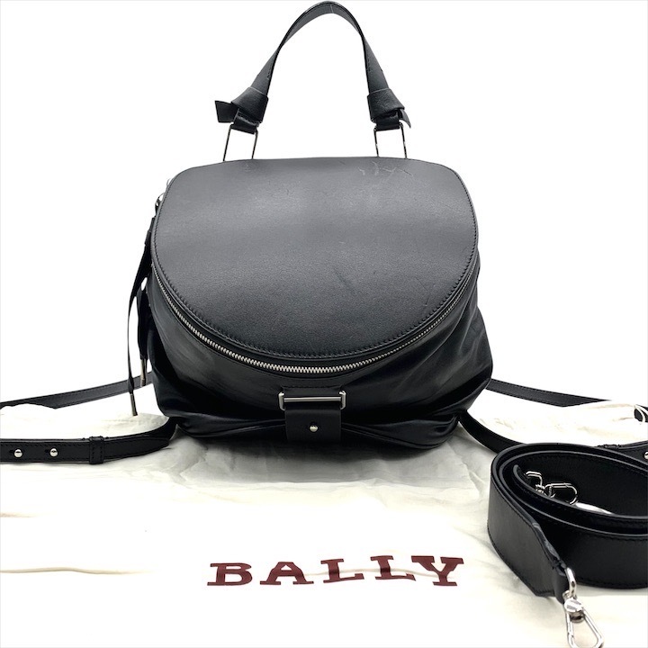 美品 BALLY バリー 3way レザー ロゴ HRRYET トップハンドル ハンド ショルダー バッグ リュック バックパック ブラック 鞄 カバン k5920