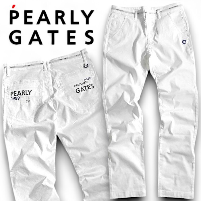 PEARLY GATES パーリーゲイツ 定価2.5万 接触冷感 +PLUSCOOL 織り柄 ストレッチ ロングパンツ ゴルフウェア 2231701 030 7 ▲028▼50722w06