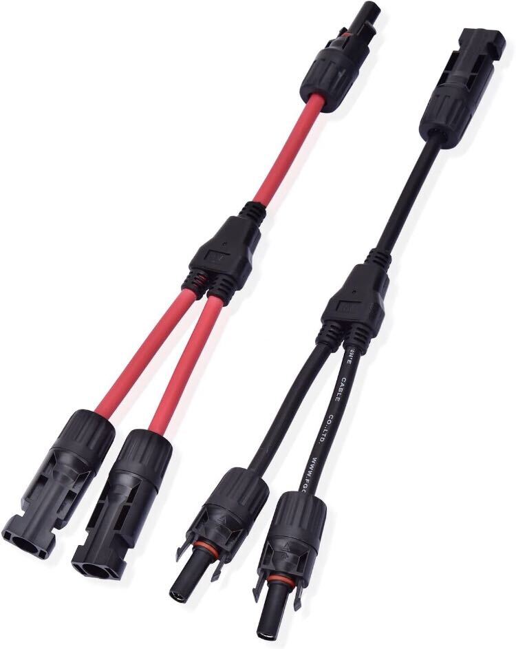 Y型並列MC4コネクター MMF + FFM ブランチ ソーラーパネル 接続ケーブル用 10AWG 耐候性 UV耐久 IP67防水(オス・メス) 2本セット