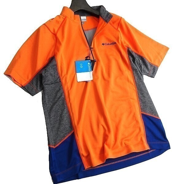Columbia コロンビア 新品 吸水速乾 ストレッチ ハーフジップ 半袖 シャツ アウトドアウェア YMG003 833 100/L▲005▼30619h04
