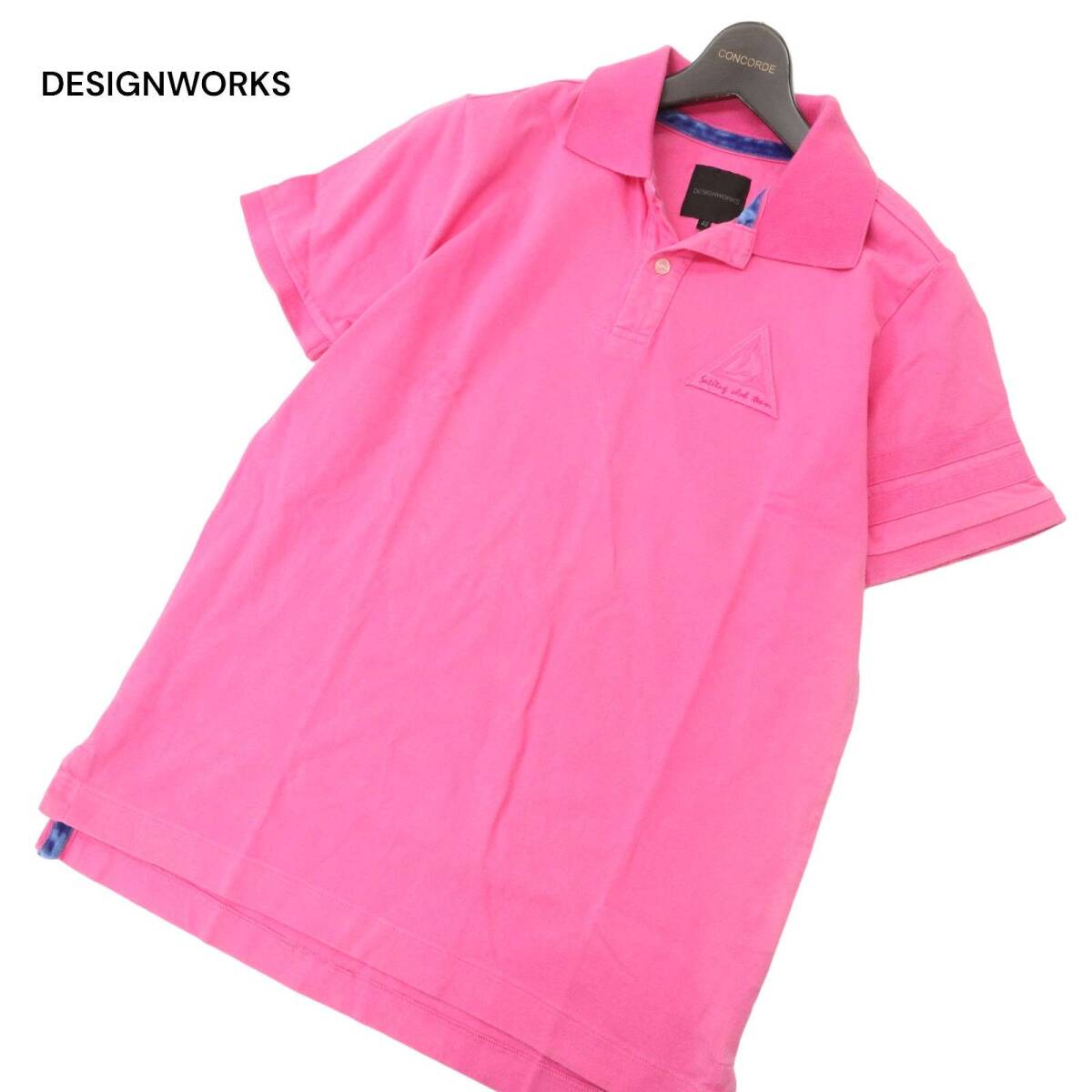 DESIGNWORKS デザインワークス アバハウス 春夏 ロゴ★ 半袖 ポロシャツ Sz.46　メンズ