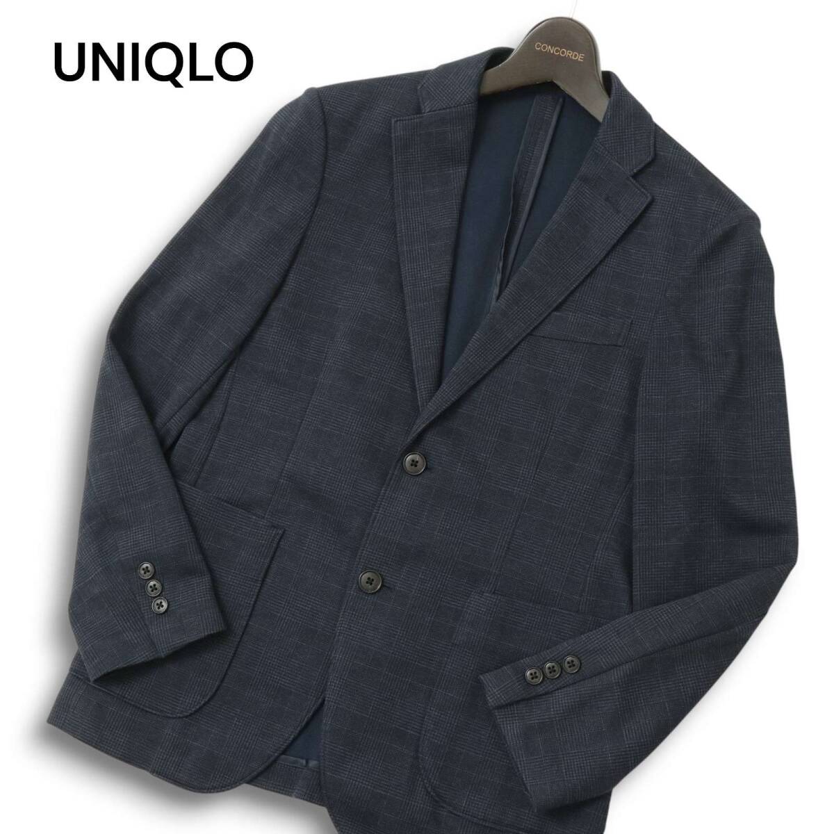 UNIQLO ユニクロ 通年★ グレンチェック アンコン テーラード ジャケット ブレザー Sz.S メンズ 紺