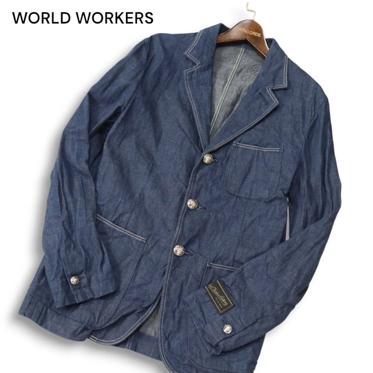 WORLD WORKERS ワールドワーカーズ 通年 デニム★ カバーオール ワーク ジャケット デニム ブレザー Sz.M メンズ 日本製