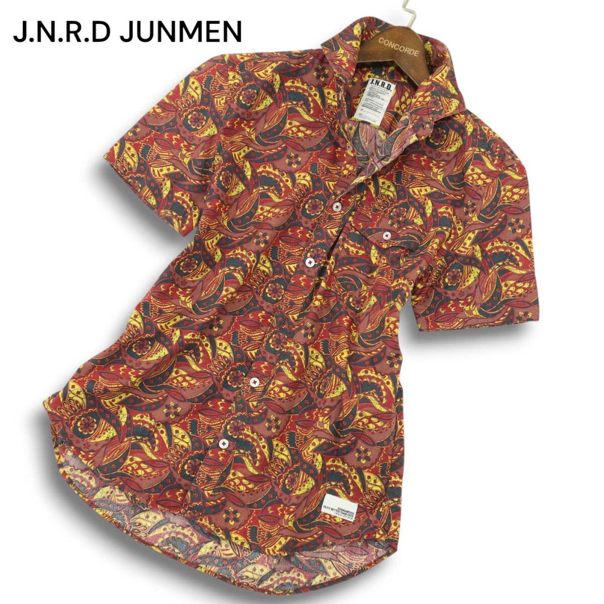 J.N.R.D JUNMEN ジュンレッド ジュンメン 春夏 デザイン総柄★ 半袖 スリム シャツ Sz.1　メンズ