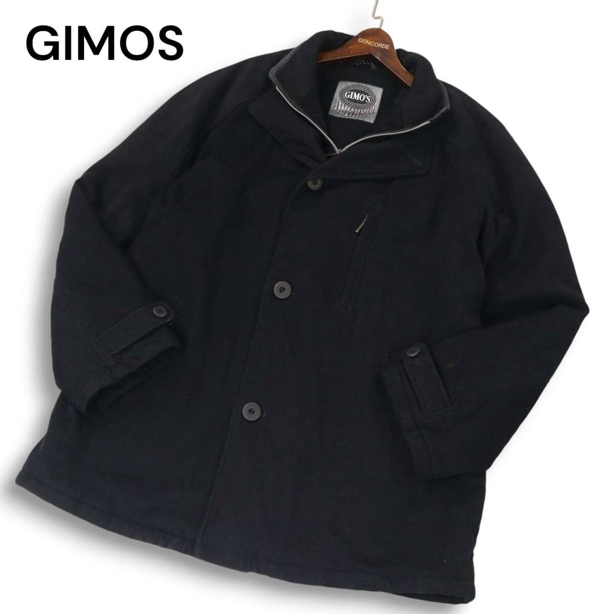 イタリア製★ GIMO'S ジモス L'UOMO DI CLIO 秋冬 レイヤード風 シングル コート Sz.L位　メンズ 黒