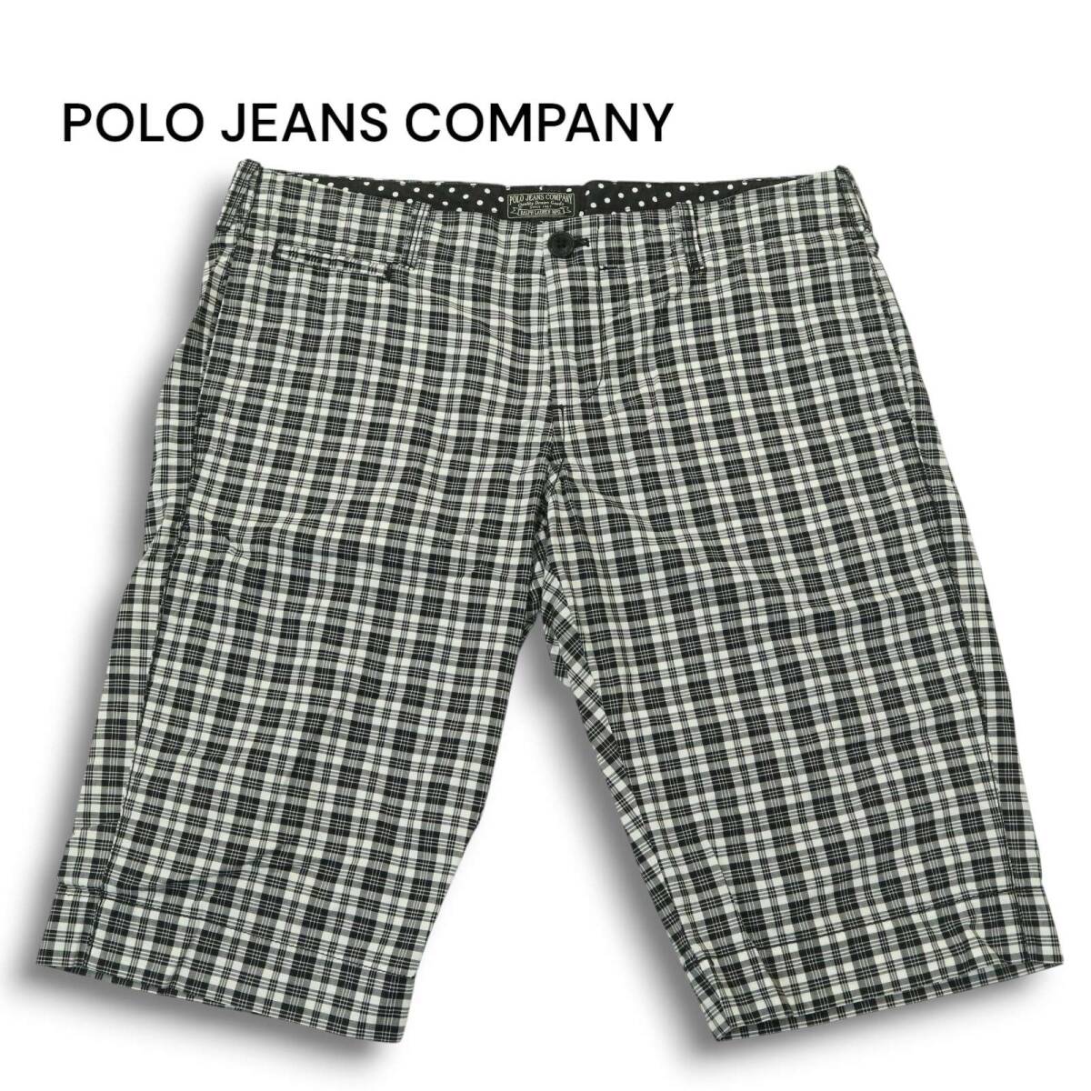 POLO JEANS COMPANY ラルフローレン 春夏★ チェック柄 裏地ドット柄 ショート パンツ Sz.28 メンズ