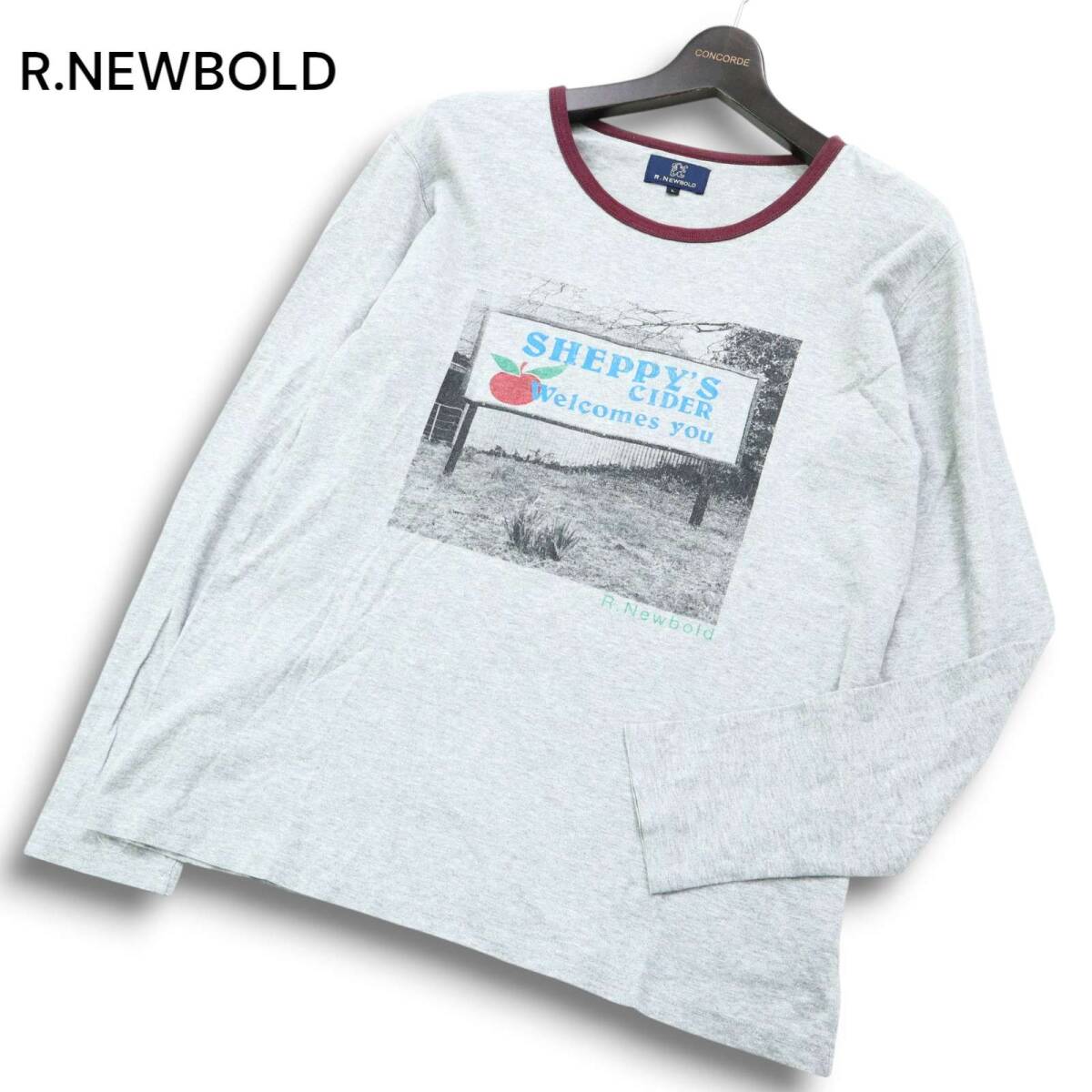 R.NEWBOLD ポールスミス 通年 ロゴ★ フォトプリント グラフィック 長袖 カットソー ロンTシャツ Sz.L メンズ 灰 グレー