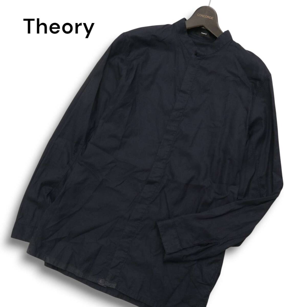 Theory セオリー 通年 【TRUCE OXFORD TUNIC STAND CLLR A】 長袖 バンドカラー シャツ Sz.S メンズ 紺 ネイビー