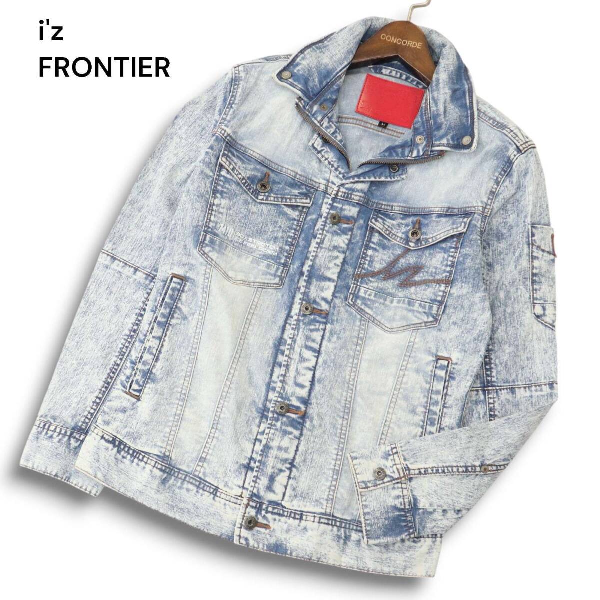 I'Z FRONTIER アイズフロンティア ブリーチ加工★ スーパーストレッチ アイスタッチ デニム ジャケット Gジャン Sz.M メンズ