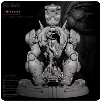 【送料無料】女性戦闘ロボットパイロット SF 未塗装 レジン製 組み立て キット フィギュア プラモデル 人形 ガレージキット