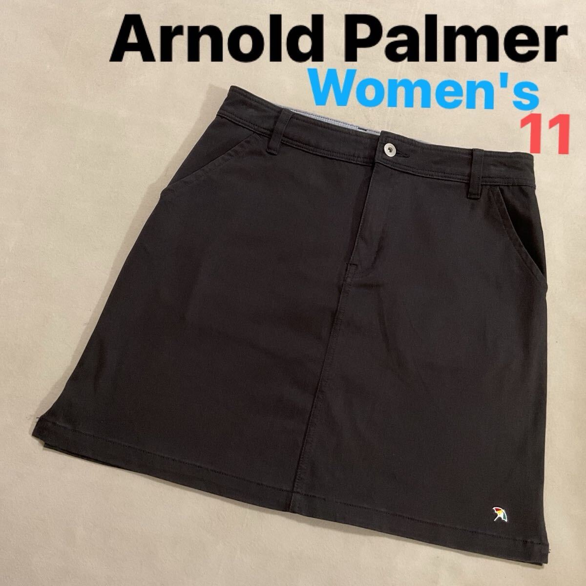 【超美品】ArnoldPalmer アーノルドパーマー　レディース11 ゴルフウェア ストレッチスカート　ゴルフスカート　ロゴ刺繍　ビッグロゴ