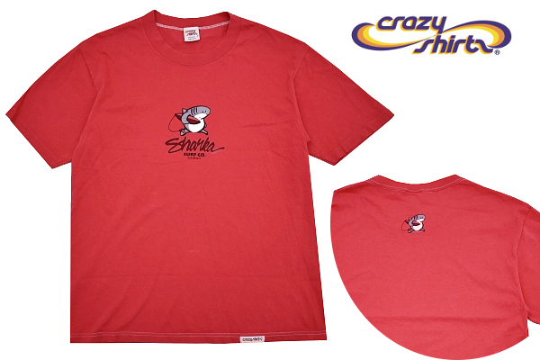 Y-8809★送料無料★crazy shirts HAWAII クレイジーシャツ ハワイ Sharka シャーカ★アメリカ USA製 ヴィンテージ 赤 サメ 半袖 T-シャツ M