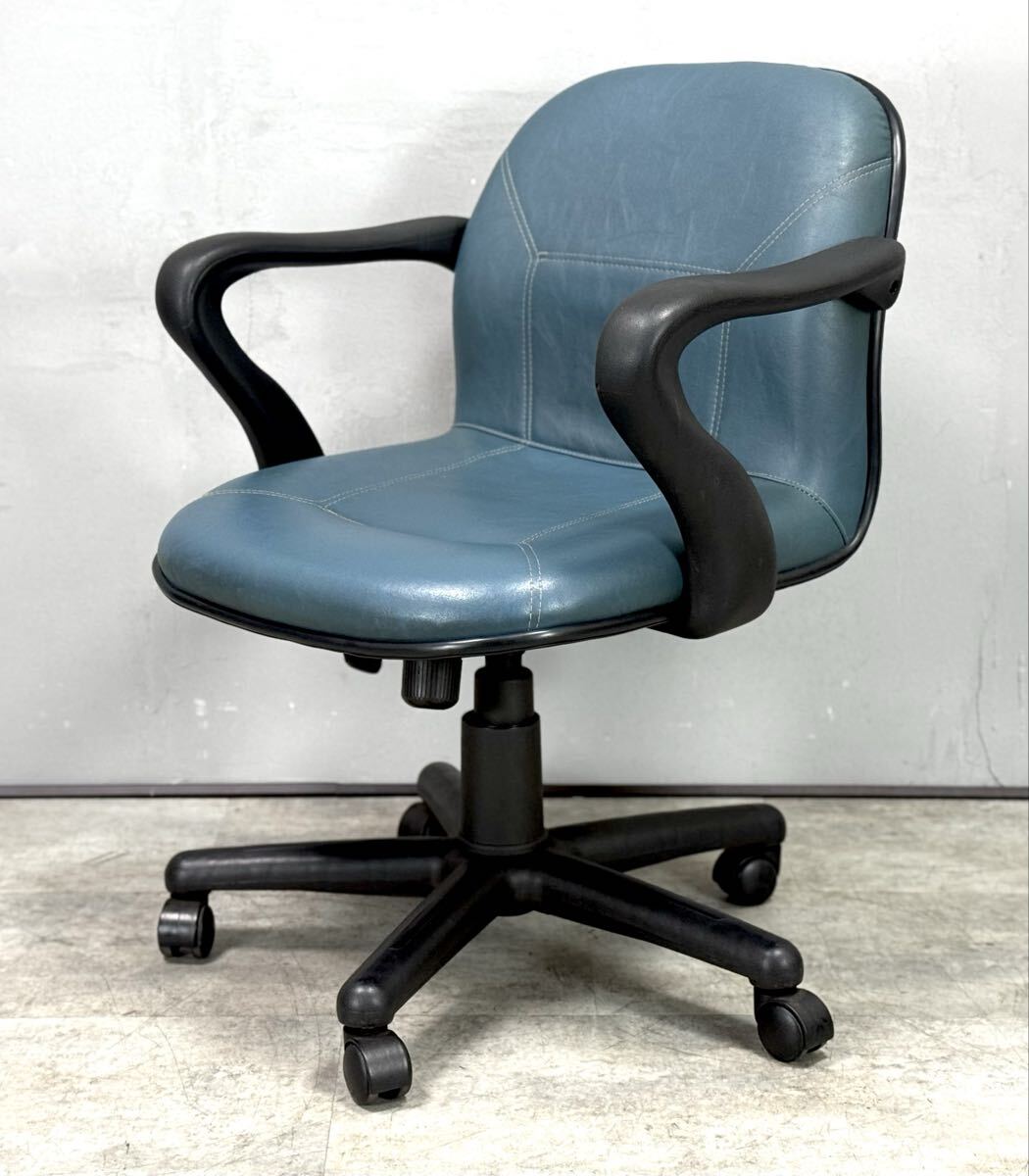 麻雀椅子 麻雀 キャスター付き 肘掛け 肘置き アームチェア ブルー ■兵庫県姫路市から A25-203