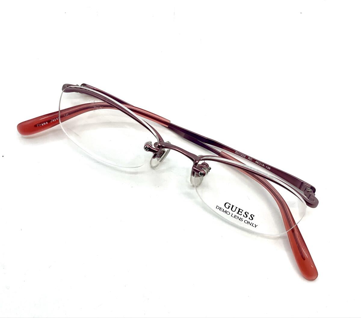 展示品■GUESS ゲス GU1223 48□18 138 眼鏡 メガネ メガネフレーム デッドストック 度なし フチ無し■兵庫県姫路市から 25-3378