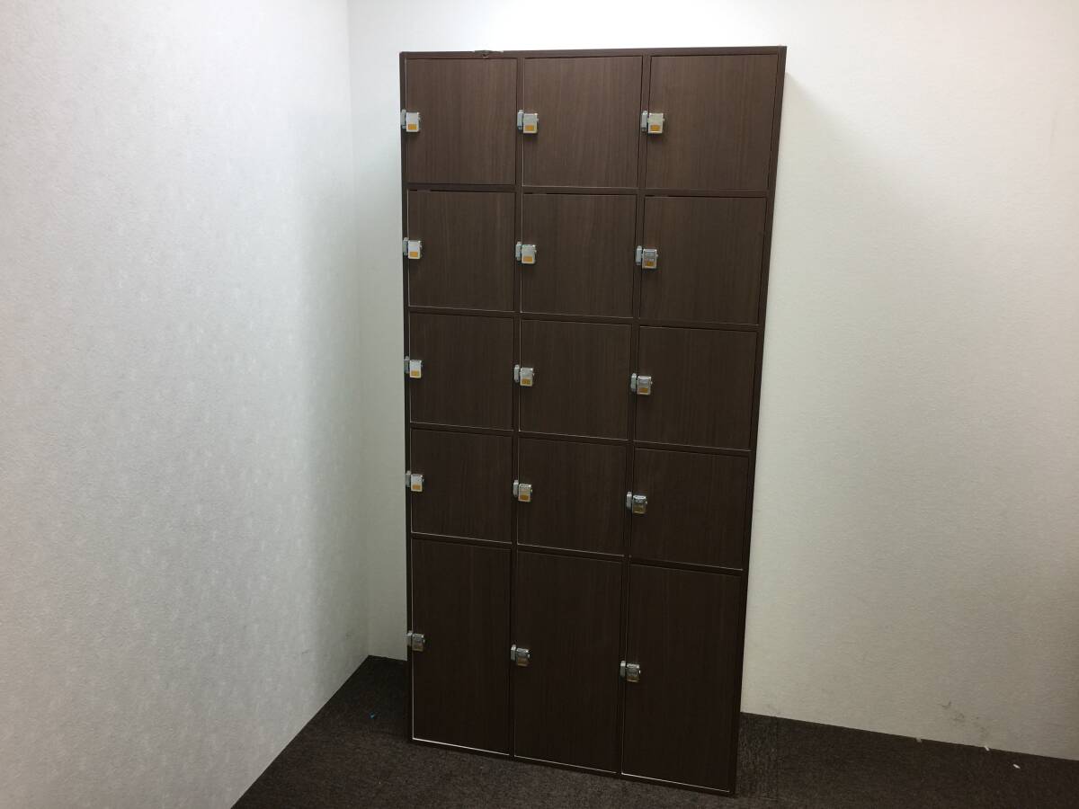 業務用 プレート鍵付き木製下駄箱 15人用(3列5段)No.211～No.225 W903/D400/H1853 室内用 居酒屋 オフィス 銭湯 飲食店 シューズロッカー