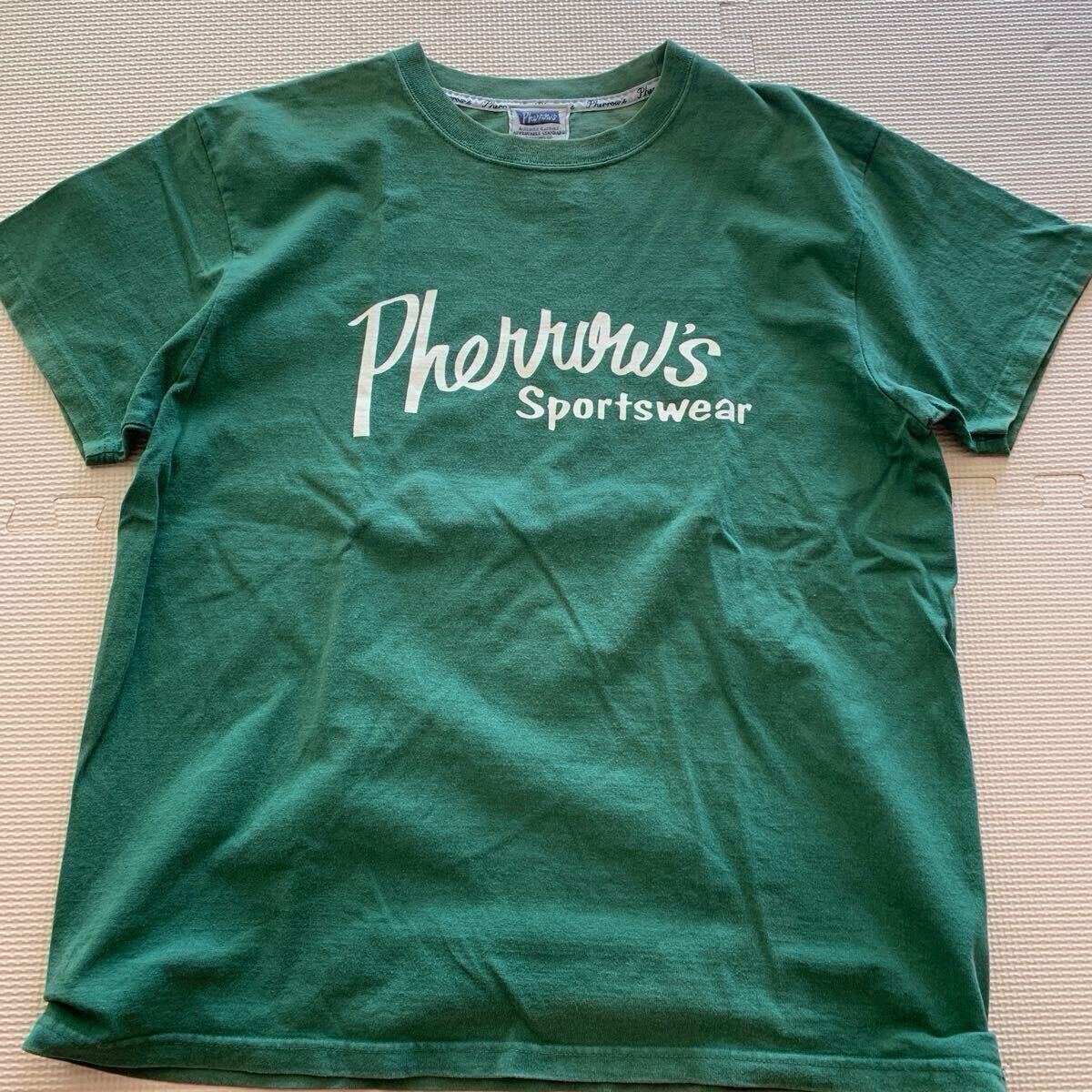 【Pherrow's】フェローズ ロゴプリント 半袖 Tシャツ XL グリーン Pt1 logo Tシャツ