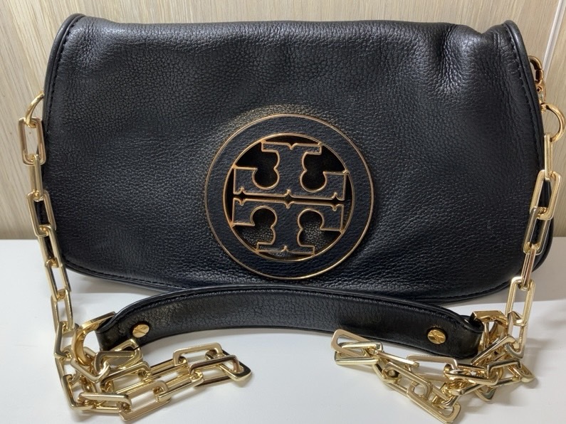 ★TORYBURCH トリーバーチ アマンダ バッグ レザー ショルダーバッグ チェーン 黒 ブラック ゴールド系 ロゴ ブランド 人気 レディース 