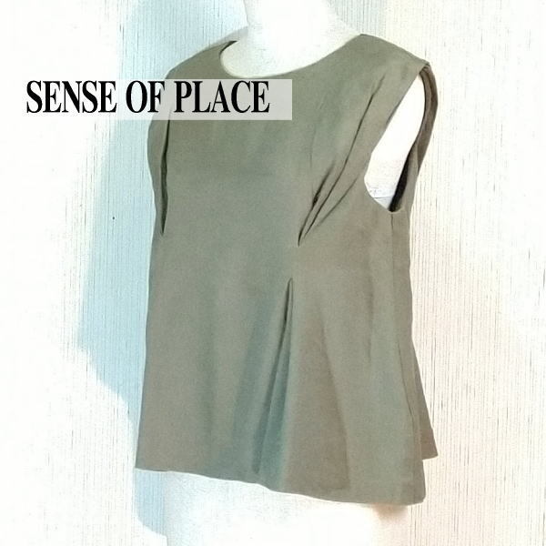 SENSE OF PLACE　トップス　カットソ－　袖なし　麻混