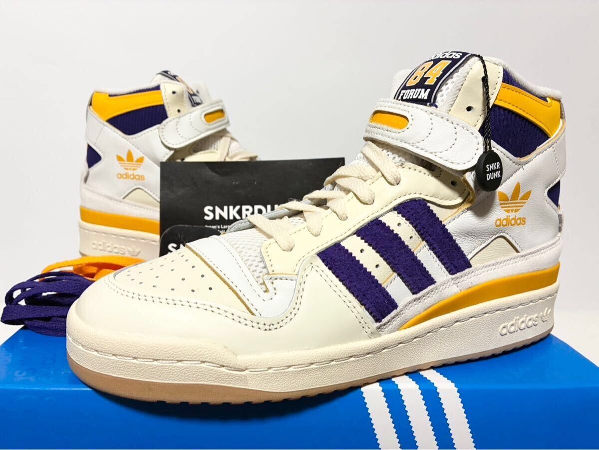 国内新品 2021 ADIDAS FORUM 84 HIGH LAKERS WHITE PURPLE GOLD アディダス ハイ レイカーズ ホワイト パープル ゴールド 27cm US9 GX9054
