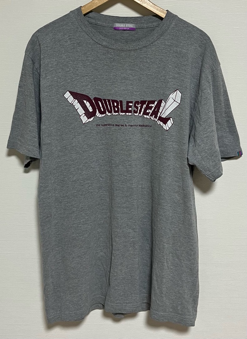 DOUBLE STEAL Tシャツ グレー extralarge 古着 ダブルスティール ダブルスチール ドラクエ風 ドラゴンクエスト風