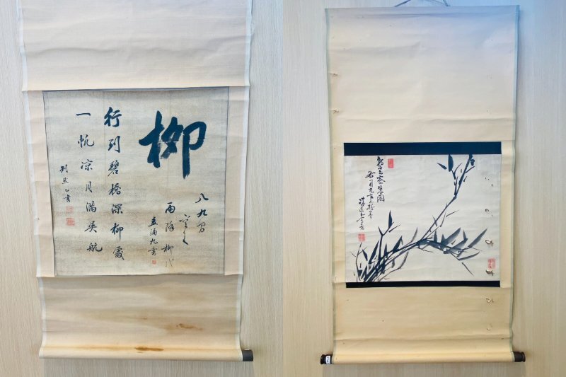 掛軸 寛政12年 劉然乙 一帆涼月満美航 詩文 掛け軸 漂着中国文人書 古美術 江戸期 書 2点セット 木箱 コレクション アンティーク