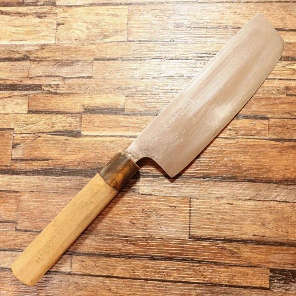 関青空 菜切包丁 研ぎ済 水牛柄 青紙鋼 菜切り 両刃 160mm