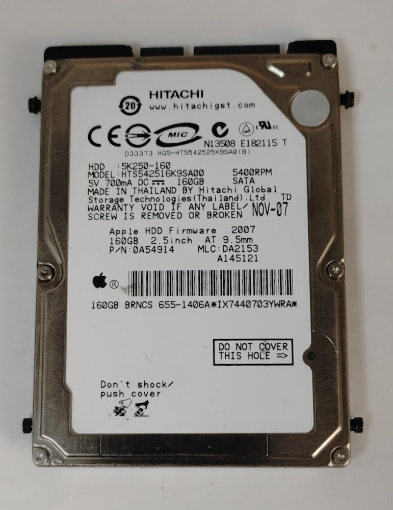 日立 2.5インチ 160GB HTS542516K9A00 /固定用ネジ付き