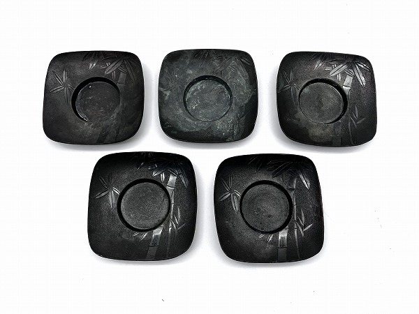 金属茶卓 5枚セット サイズ：重さ 5枚で約397.9g 縦 約10㎝ 横 約10㎝ 金属工芸品 骨董品 コレクター放出品