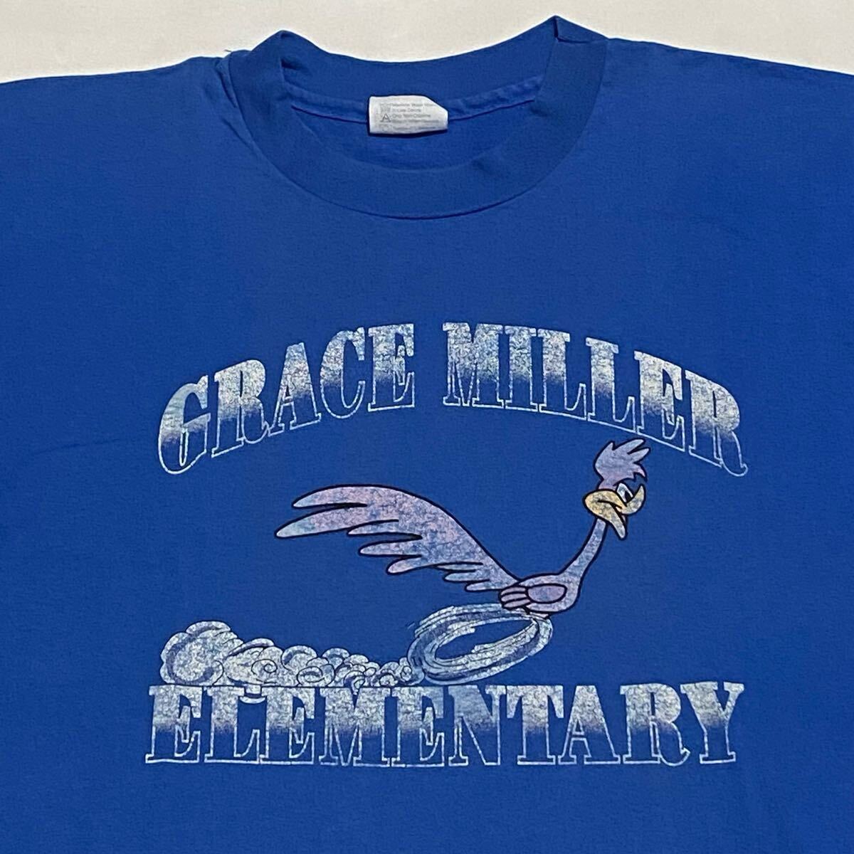 80's Hanes GRACE MILLER ELEMENTARY ロードランナー プリントTシャツ USA製 XLサイズ ビンテージ古着 80年代 ホットロッド ROD vintage