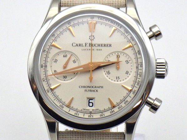 CARL F.BUCHERER カールF.ブヘラ マネロ フライバック 00.10927.08.13.01 クロノグラフ 40mm シルバーホワイト文字盤 自動巻 メンズ 腕時計
