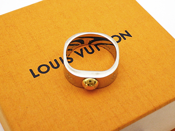 LOUIS VUITTON ルイヴィトン M00217 バーグナノグラム リング Ｍ シルバー×ゴールド 箱付 指輪 アクセサリー