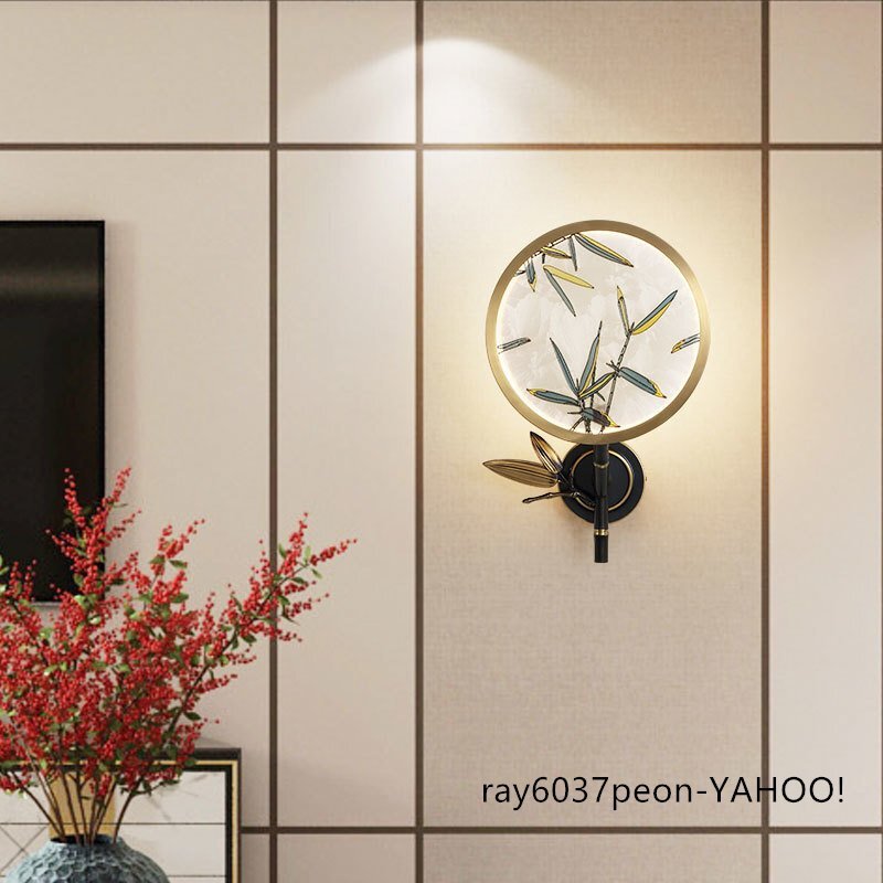 ★純銅製 ブラケットライト★ 幅24×高さ39cm ガラスシェード付 壁掛け照明 LED12W対応 玄関 レストラン 寝室 書斎 高級直結式ライト