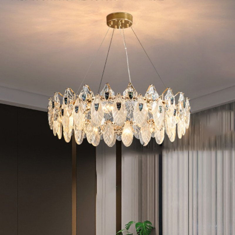 高級感 K9水晶 シャンデリア 吊り下げ照明 天井照明 直径80cm×高さ20cm リビング・寝室用 モダンデザイン