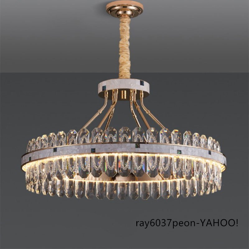 高級K9水晶シャンデリア 直径60cm 吊り下げLED照明 天井灯 居間 書斎 食堂用