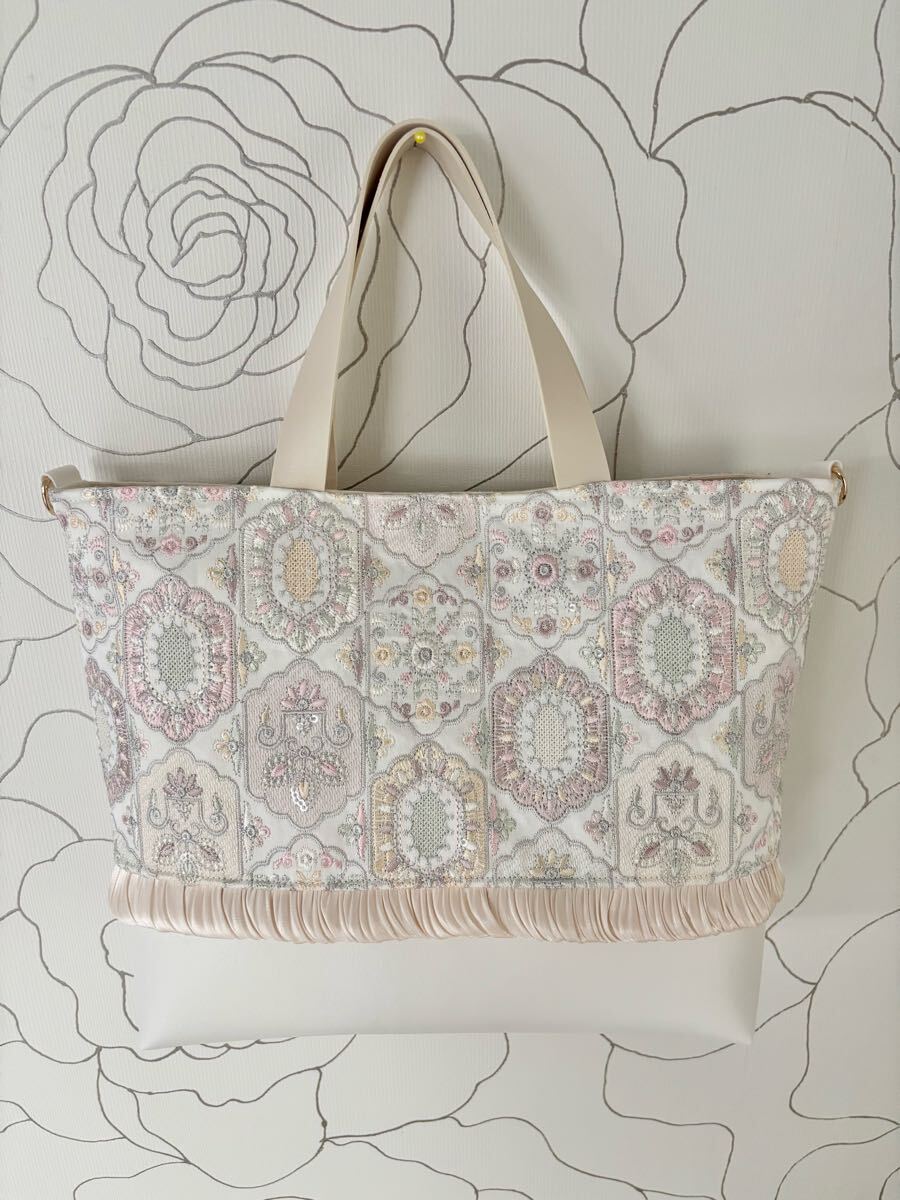 インド刺繍生地　2way トートバッグ