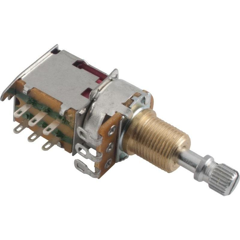 ポット Potentiometer - 500kΩ, Audio, Knurled Shaft, DPDT, Push-Push [送料170円から 同梱可]