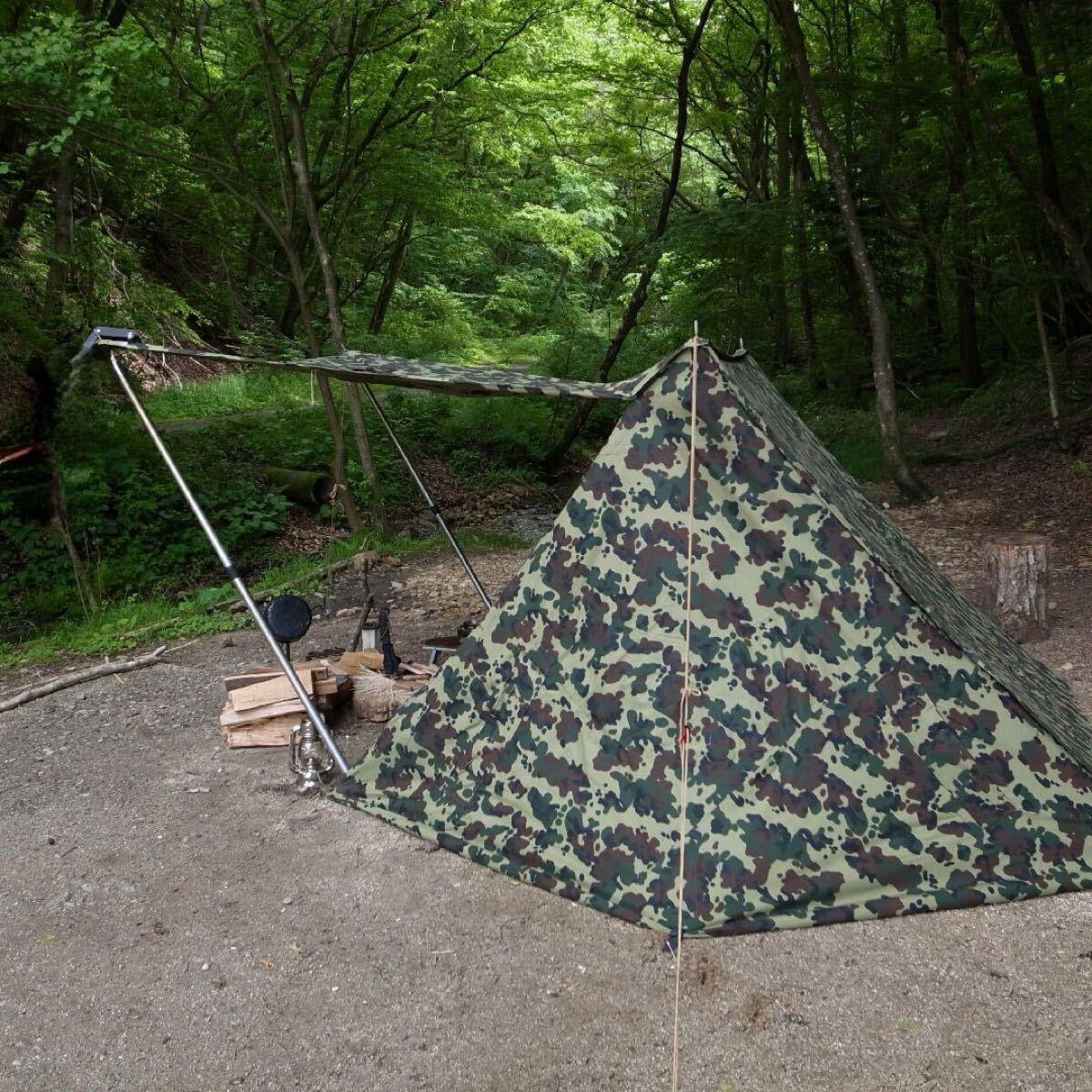 デッド ルーマニア軍幕 希少 アメーバカモ デットストック M47 2枚セット アウトドア ソロキャンプ タープ ノルディスク