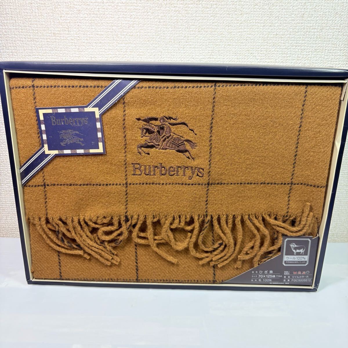 美品未使用　 Burberrys BURBERRY バーバリー　チェックひざ掛け　ツイルカラー ブラウン　ウール100 西川産業